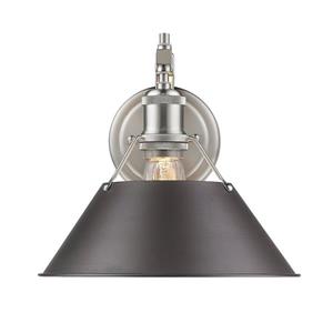 Golden Lighting Orwell 1 Light Wall Sconce in Pewter and Rubbed Bronze Shade