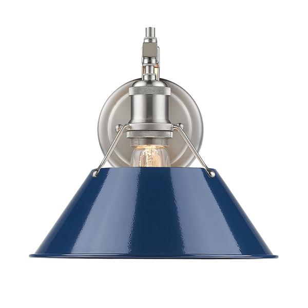 Golden Lighting Orwell 1 Light Wall Sconce in Pewter with Navy Blue ...