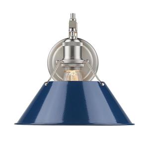 Golden Lighting Orwell 1 Light Wall Sconce in Pewter with Navy Blue Shade