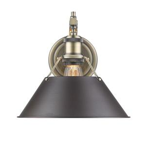Golden Lighting Orwell 1 Light Wall Sconce in Aged Brass with Bronze Shade