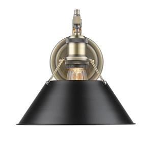 Golden Lighting Orwell 1 Light Wall Sconce in Aged Brass with a Black Shade