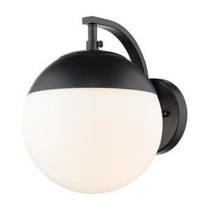 Golden Lighting Dixon Sconce in Black with Opal Glass and Black Cap