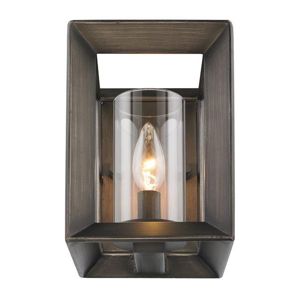 Golden Lighting Smyth 1 Light Wall Sconce in Gunmetal Bronze and Clear Glass