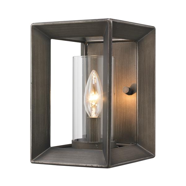 Golden Lighting Smyth 1 Light Wall Sconce in Gunmetal Bronze and Clear Glass