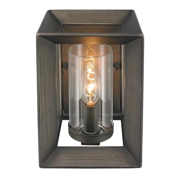 Golden Lighting Smyth 1 Light Wall Sconce in Gunmetal Bronze and Clear Glass