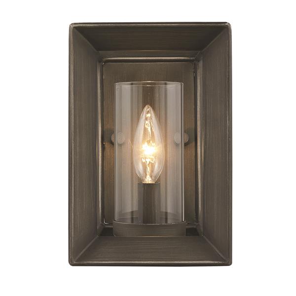 Golden Lighting Smyth 1 Light Wall Sconce in Gunmetal Bronze and Clear Glass