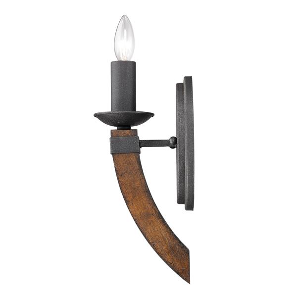 Golden Lighting Madera 1 Light Wall Sconce Torchiere in Black Iron with