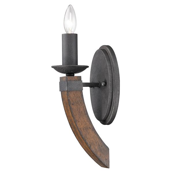 Golden Lighting Madera 1 Light Wall Sconce Torchiere in Black Iron with