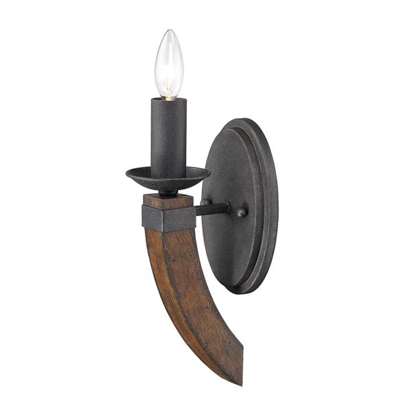 Golden Lighting Madera 1 Light Wall Sconce Torchiere in Black Iron with