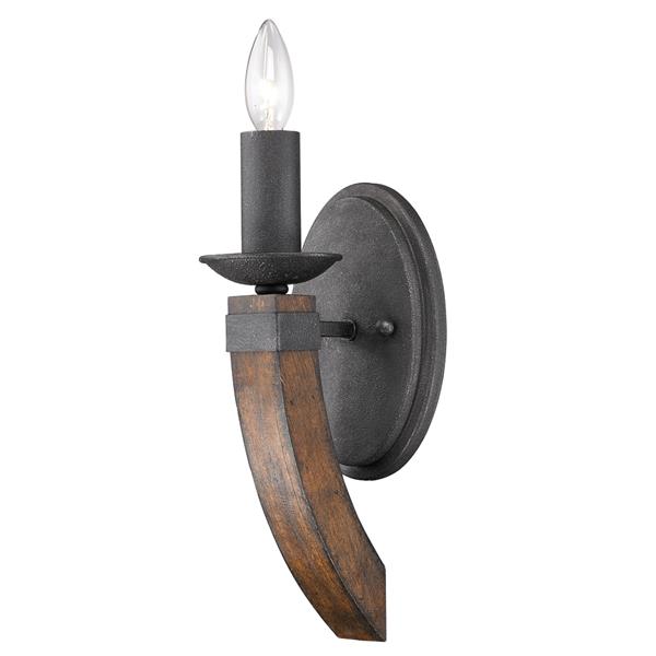 Golden Lighting Madera 1 Light Wall Sconce Torchiere in Black Iron with