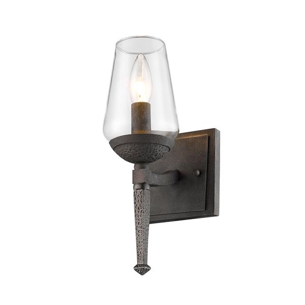 Golden Lighting Marcellis 1 Light Wall Sconce in Iron with Clear Glass