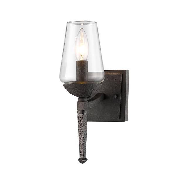 Golden Lighting Marcellis 1 Light Wall Sconce in Iron with Clear Glass