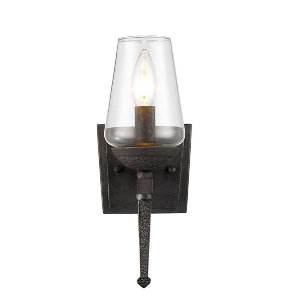 Golden Lighting Marcellis 1 Light Wall Sconce in Iron with Clear Glass