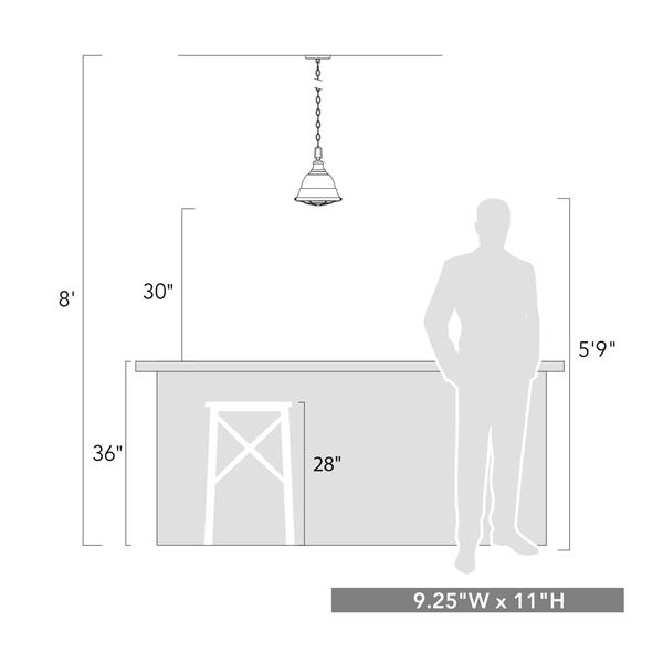 Petit luminaire suspendu Bartlett de Golden Lighting, blanc français