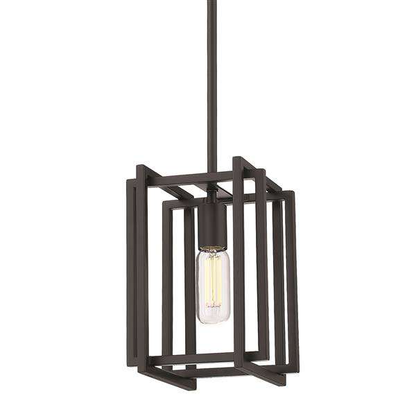 Mini suspension Tribeca de Golden Lighting, noir mat avec des accents de noir mat