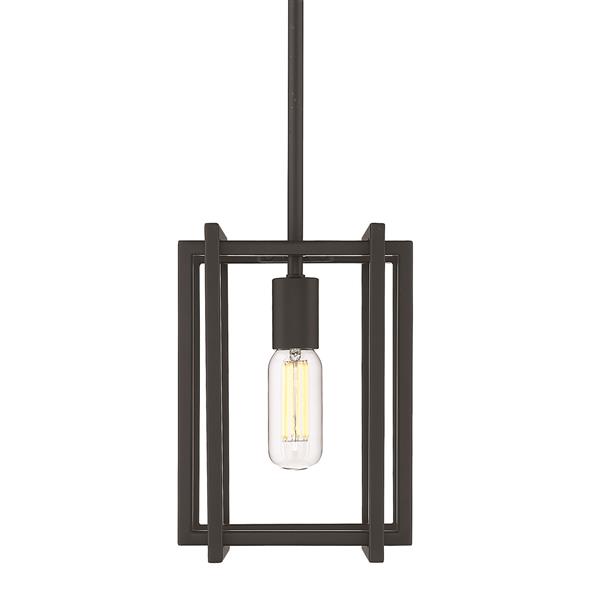 Mini suspension Tribeca de Golden Lighting, noir mat avec des accents de noir mat