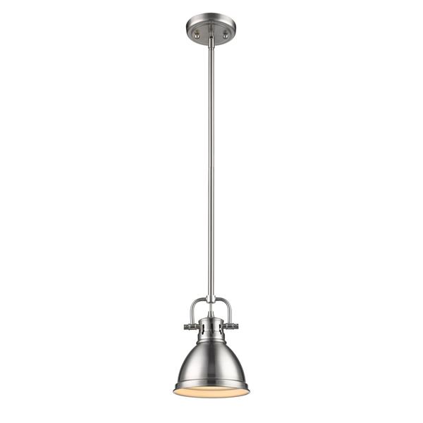 Golden Lighting Duncan Mini Pendant Light with Rod - Pewter