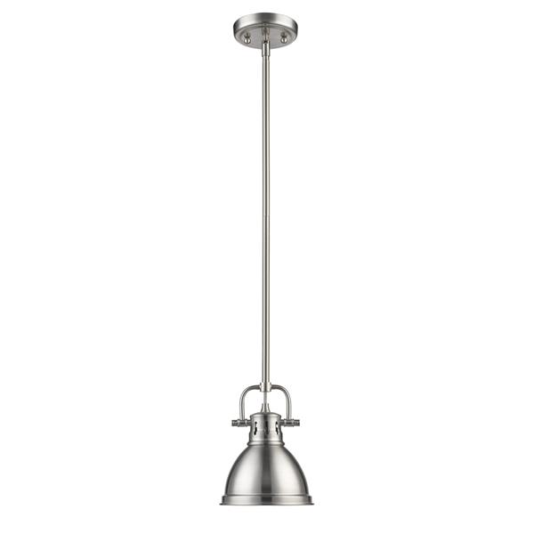 Golden Lighting Duncan Mini Pendant Light with Rod - Pewter