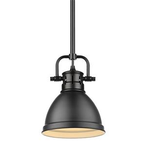 Golden Lighting Duncan Mini Pendant Light with Rod - Black