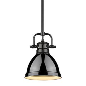 Golden Lighting Duncan Mini Pendant Light with Rod - Black