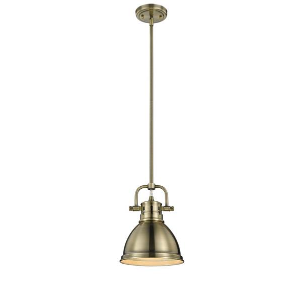 Golden Lighting Duncan Mini Pendant Light With Rod Aged Brass Rona - Aged Brass Mini Pendant Light