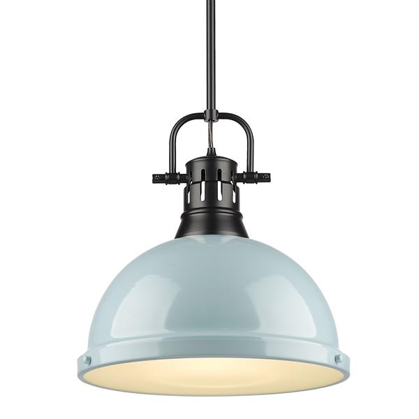 Golden Lighting Duncan 1-Light Pendant Light with Rod - Black