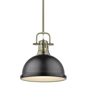 Golden Lighting Duncan 1-Light Pendant Light with Rod - Aged Brass