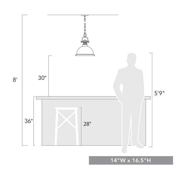 Luminaire suspendu à 1 lumière Duncan de Golden Lighting avec chaîne en noir mat avec abat-jour rouge