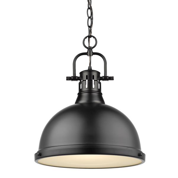 Golden Lighting Duncan 1-Light Pendant Light with Chain - Black