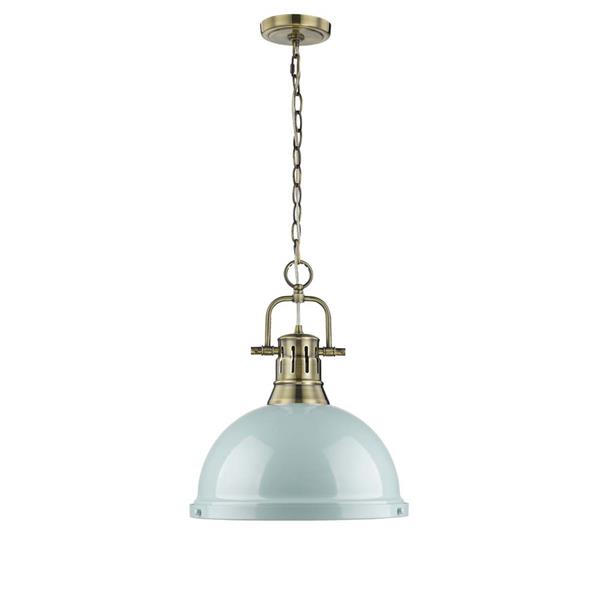 Golden Lighting Duncan 1-Light Pendant Light with Chain - Brass