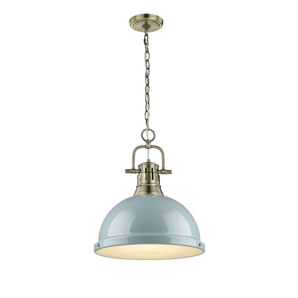 Golden Lighting Duncan 1-Light Pendant Light with Chain - Brass