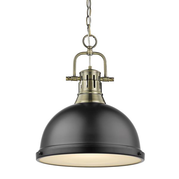 Golden Lighting Duncan 1-Light Pendant Light with Chain - Brass