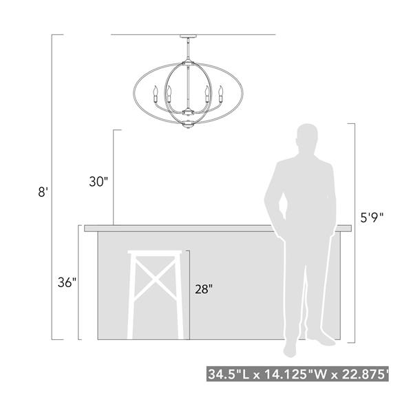 Golden Lighting Colson PW Linear Pendant Light - Pewter