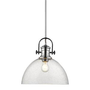 Luminaire suspendu Hines à 1 ampoule au fini chrome avec verre grainé