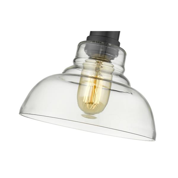 Luminaire suspendu à 1 ampoule Carver de Golden Lighting, noir mat avec abat-jour en verre transparent