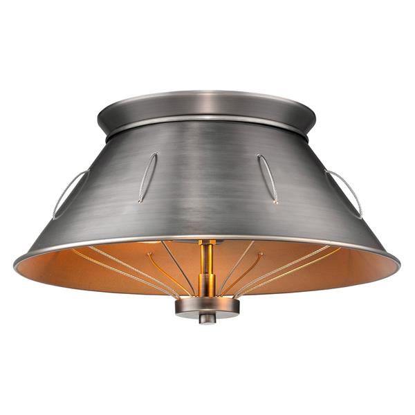 Golden Lighting Whitaker Flush Mount Light - Aged Steel