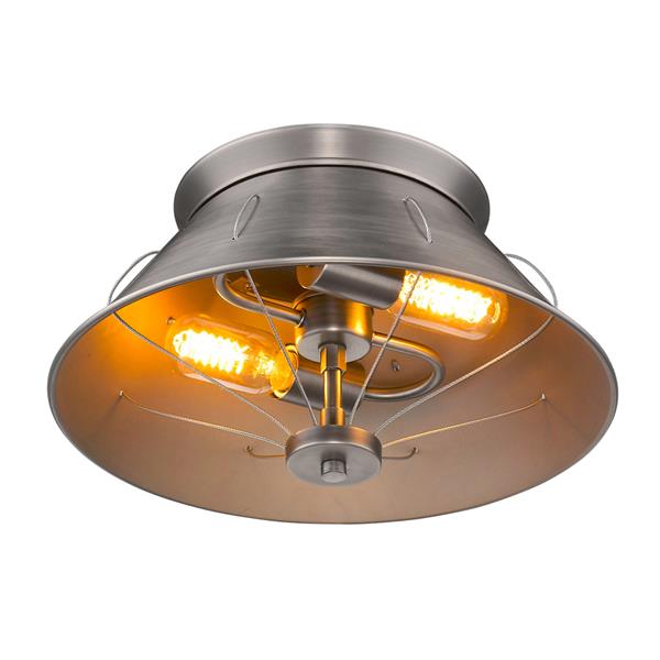 Golden Lighting Whitaker Flush Mount Light - Aged Steel