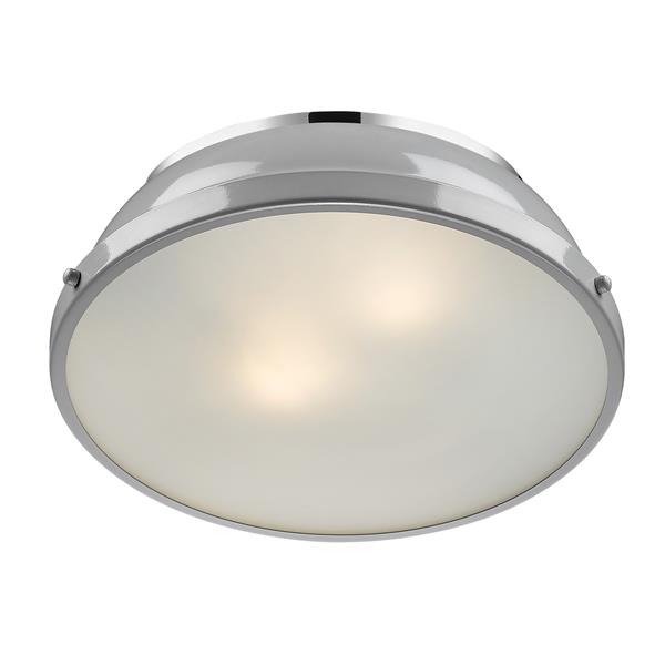 Plafonnier Duncan de Golden Lighting de 14 po en chrome avec abat-jour gris