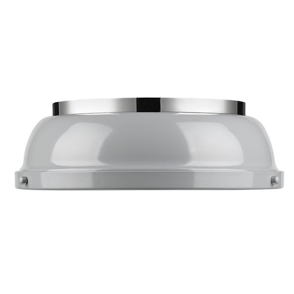 Plafonnier Duncan de Golden Lighting de 14 po en chrome avec abat-jour gris