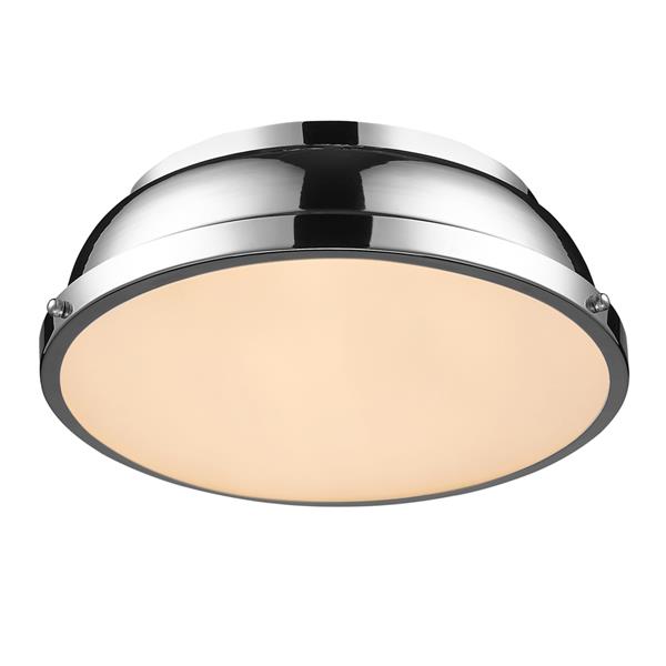 Plafonnier Duncan de Golden Lighting de 14 po en chrome avec abat-jour en chrome