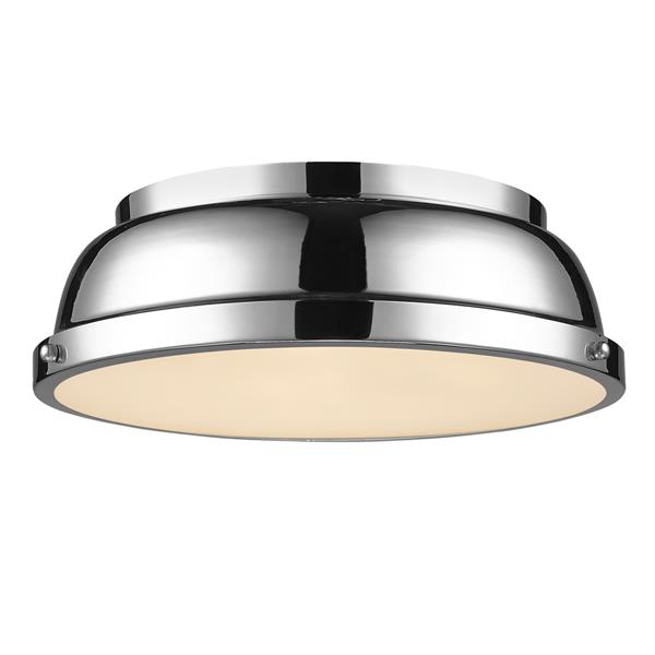 Plafonnier Duncan de Golden Lighting de 14 po en chrome avec abat-jour en chrome