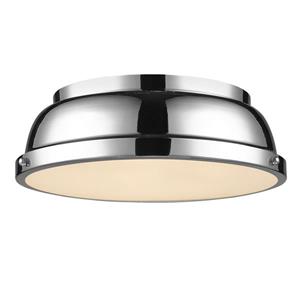 Plafonnier Duncan de Golden Lighting de 14 po en chrome avec abat-jour en chrome