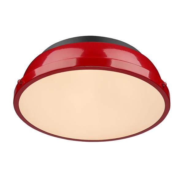 Golden Lighting Duncan Flush Mount Light - 14" - Black/Red