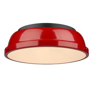 Golden Lighting Duncan Flush Mount Light - 14" - Black/Red