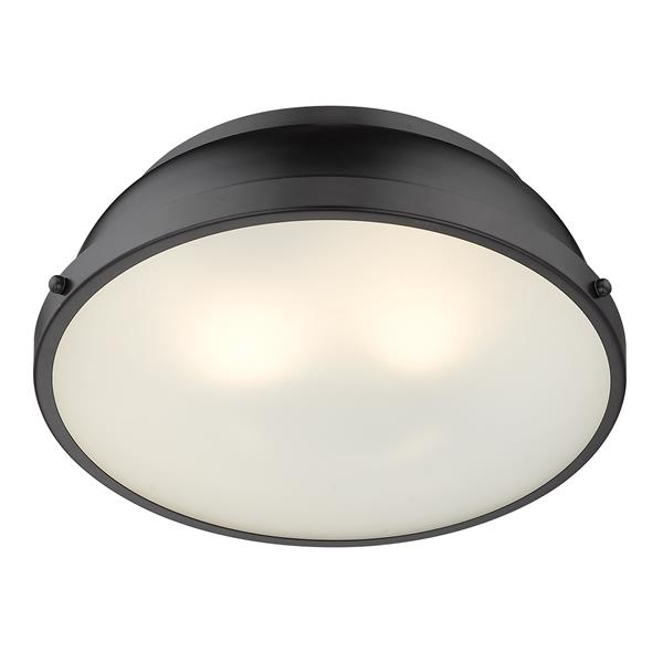 Golden Lighting Duncan 14-in Black Flush Mount Light