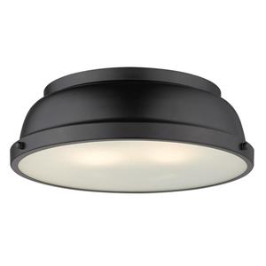 Golden Lighting Duncan 14-in Black Flush Mount Light