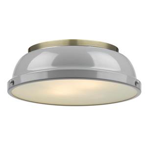 Golden Lighting Duncan Flush Mount Light - 14" - Aged Brass/Gray