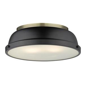 Golden Lighting Duncan Flush Mount Light - Aged Brass/Black