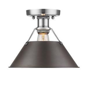 Golden Lighting Orwell PW Flush Mount Light - Pewter/Rubbed Bronze