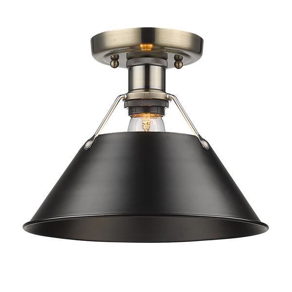 Golden Lighting Orwell AB Flush Mount Light - Aged Brass/Black